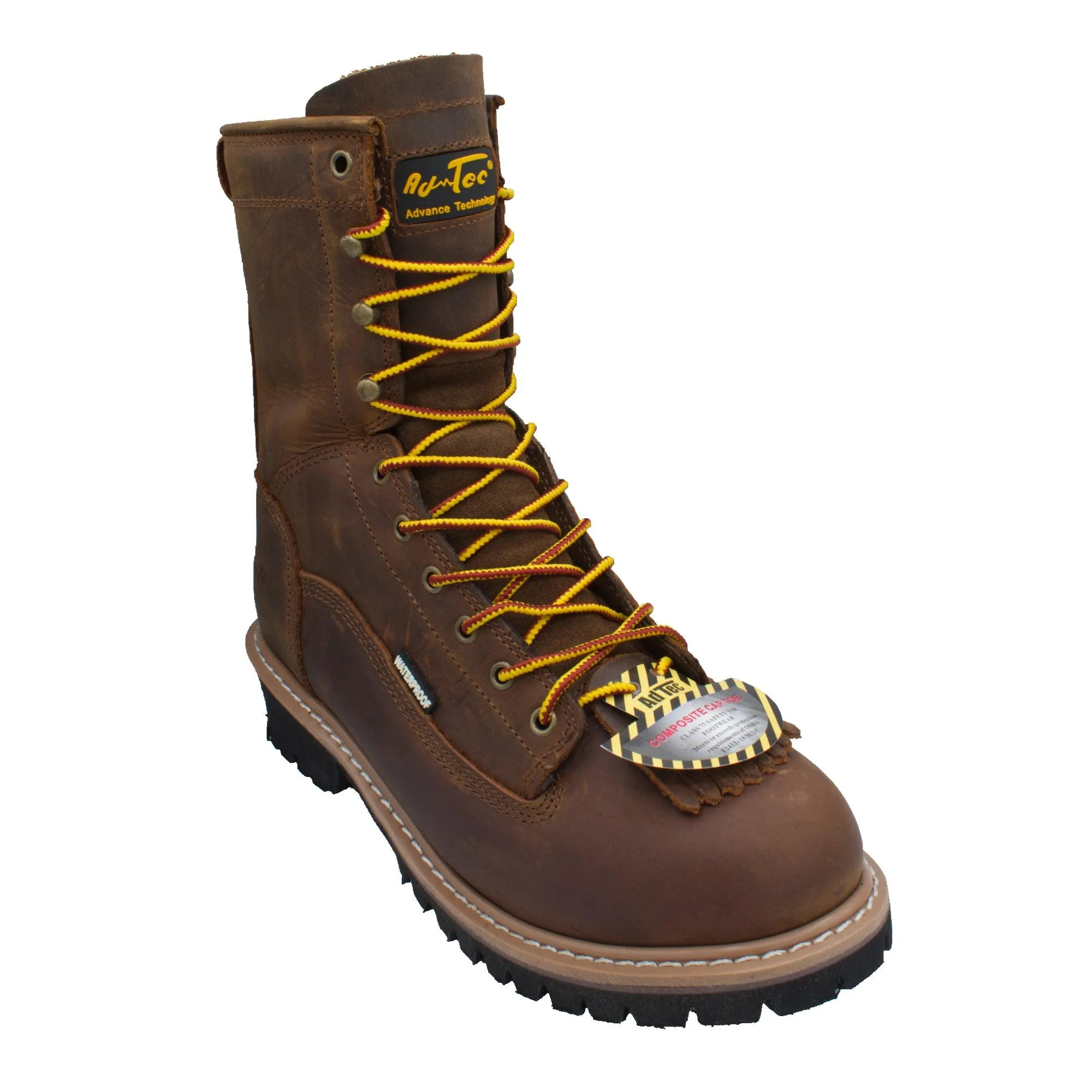 AdTec Men's 8" Composite Toe Waterproof Logger Brown