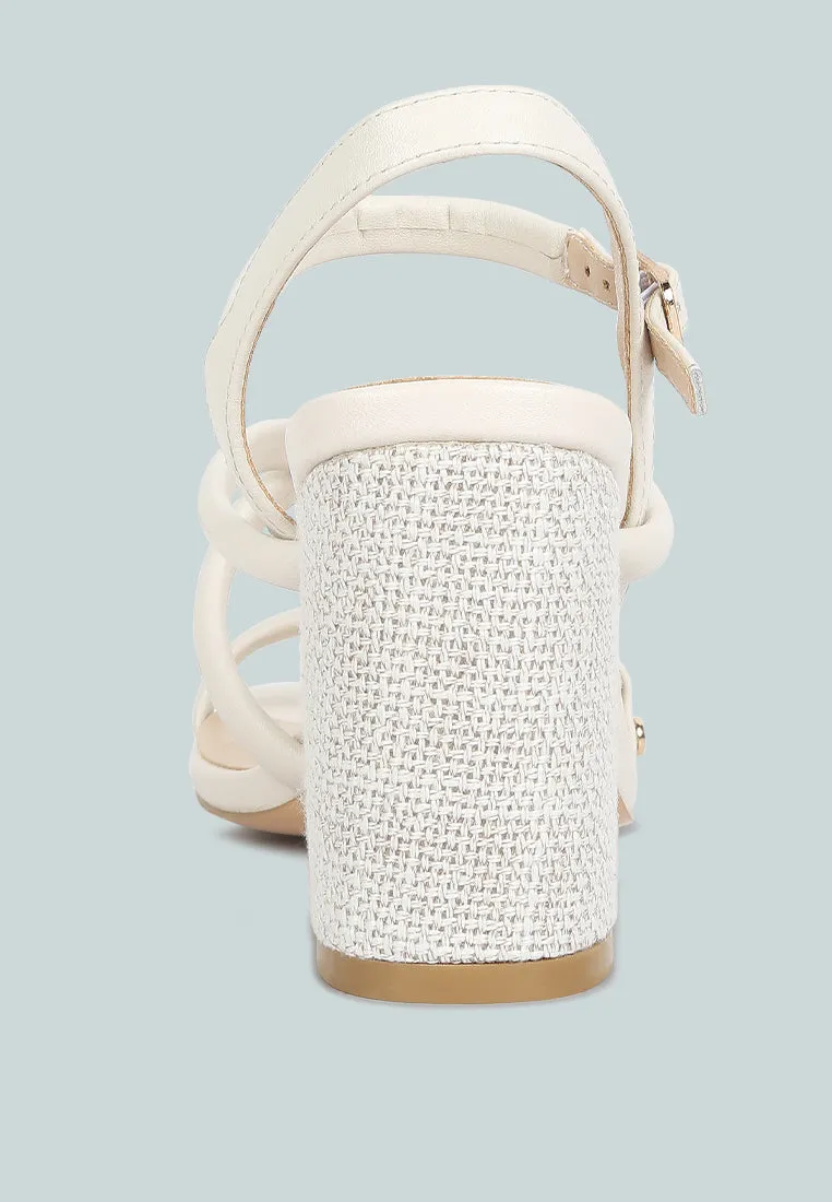 ARTHA open square toe block heel sandals in Off White