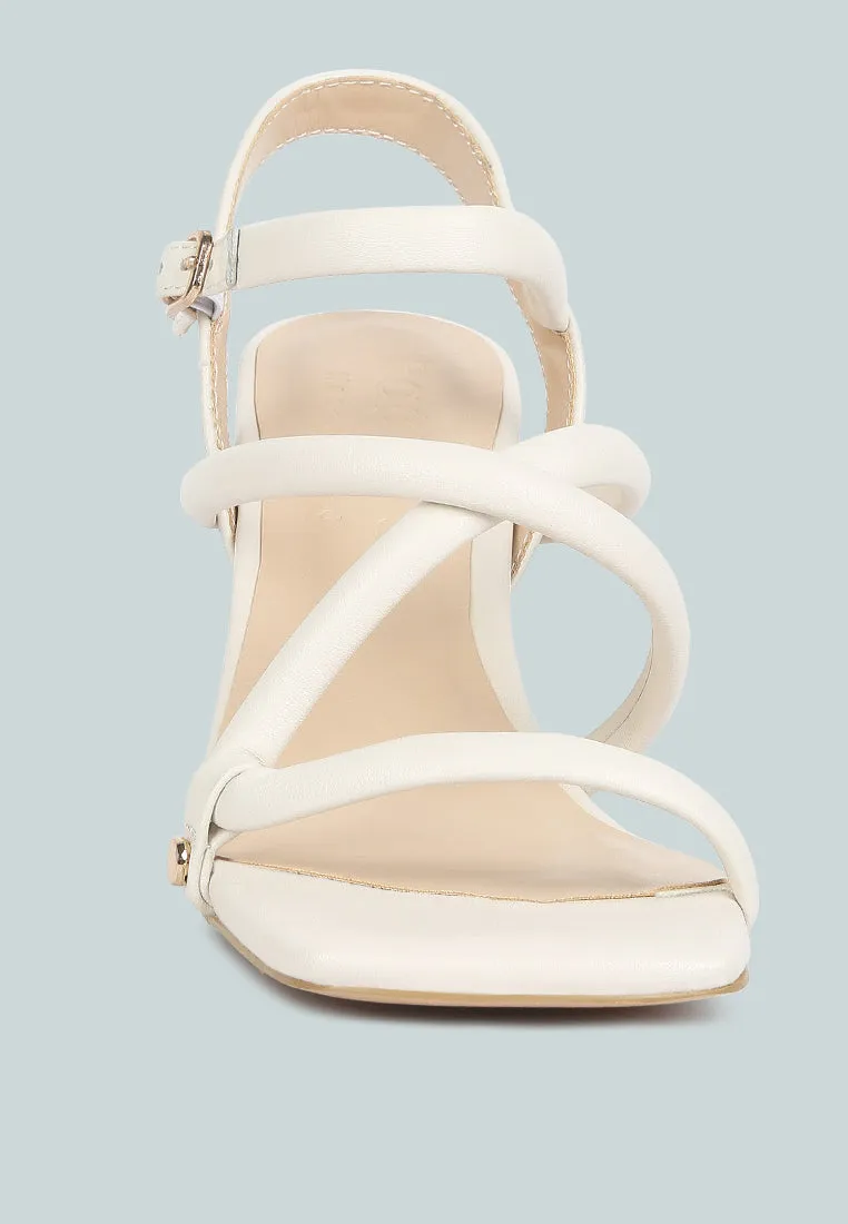 ARTHA open square toe block heel sandals in Off White