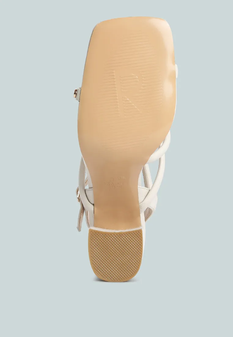 ARTHA open square toe block heel sandals in Off White