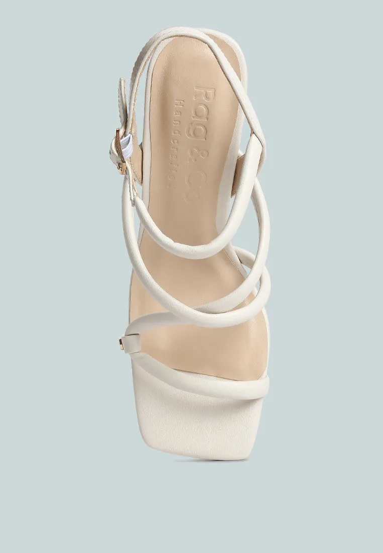 ARTHA open square toe block heel sandals in Off White