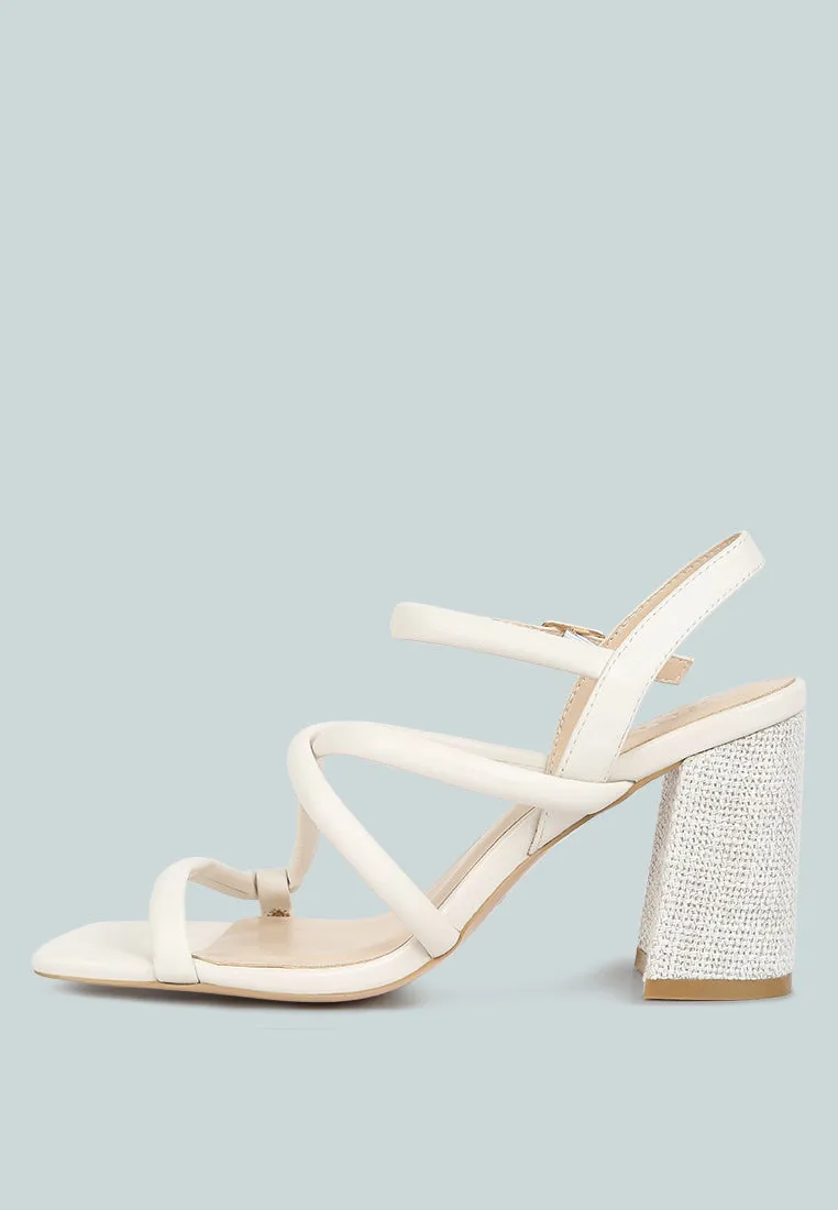 ARTHA open square toe block heel sandals in Off White