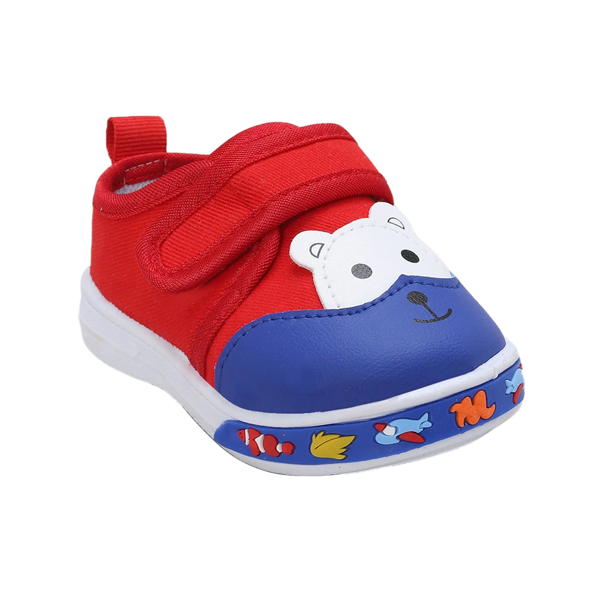 Baby Moo Blissful Bear Velcro Strap Anti-Skid Chu Chu Sound Sneakers - Red