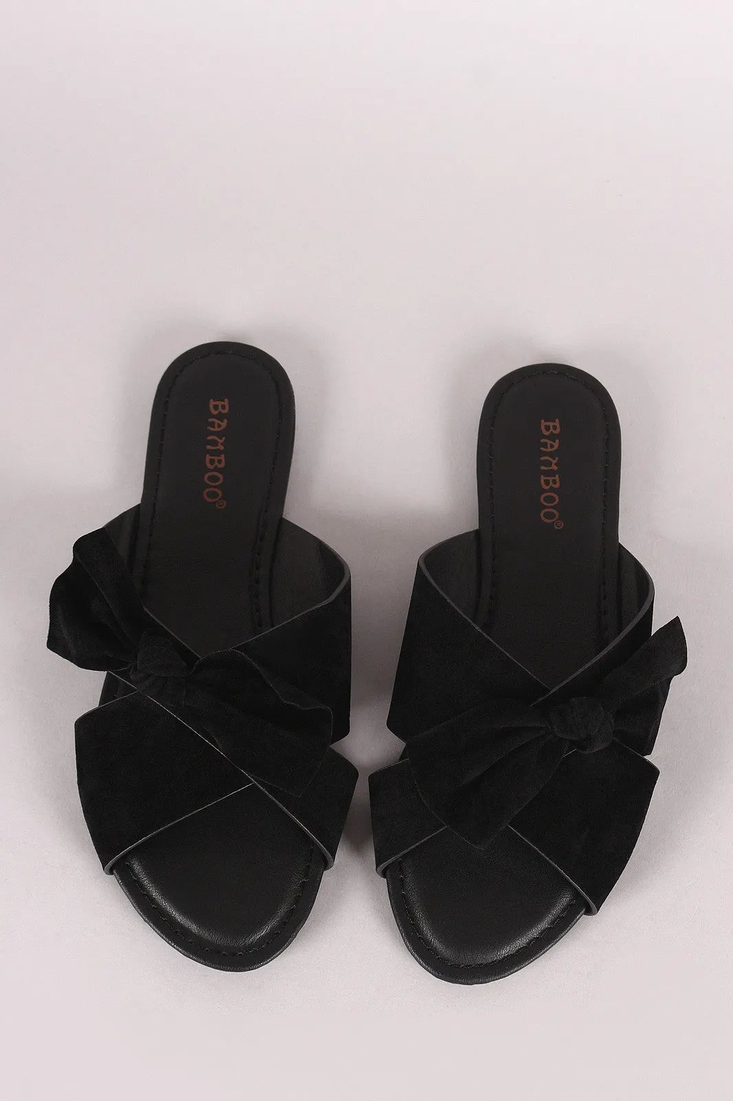 Bamboo Crisscross Bow Slide Sandal