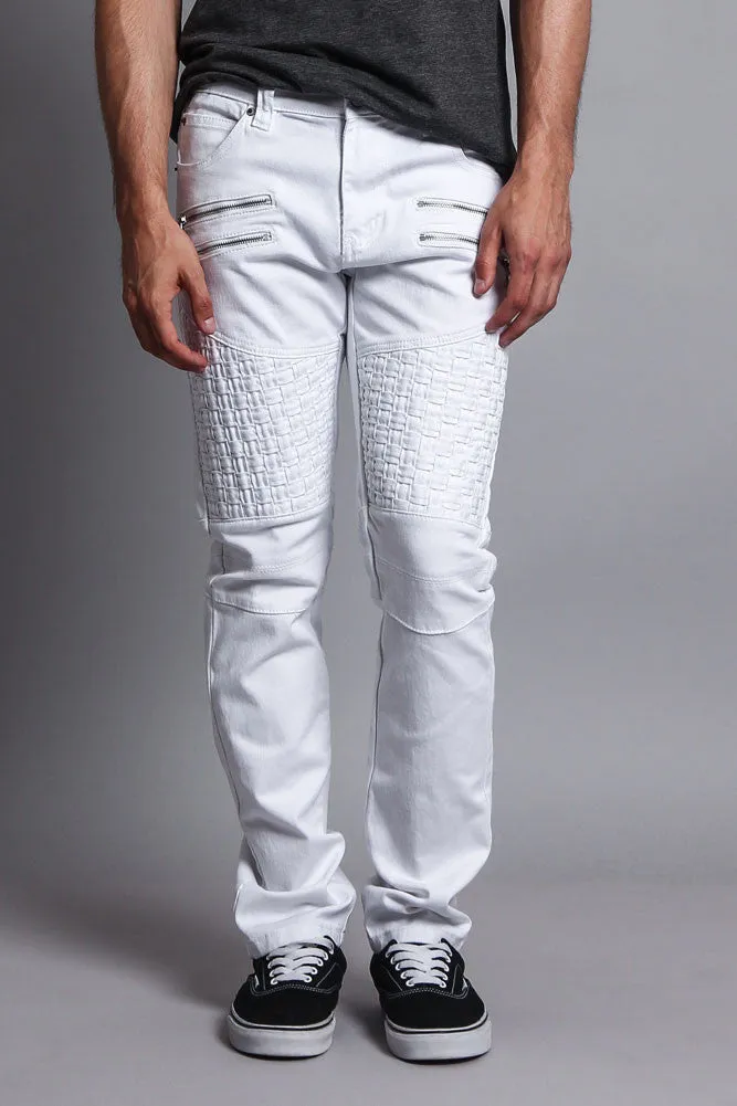 Basket Weave Biker Twill Jeans