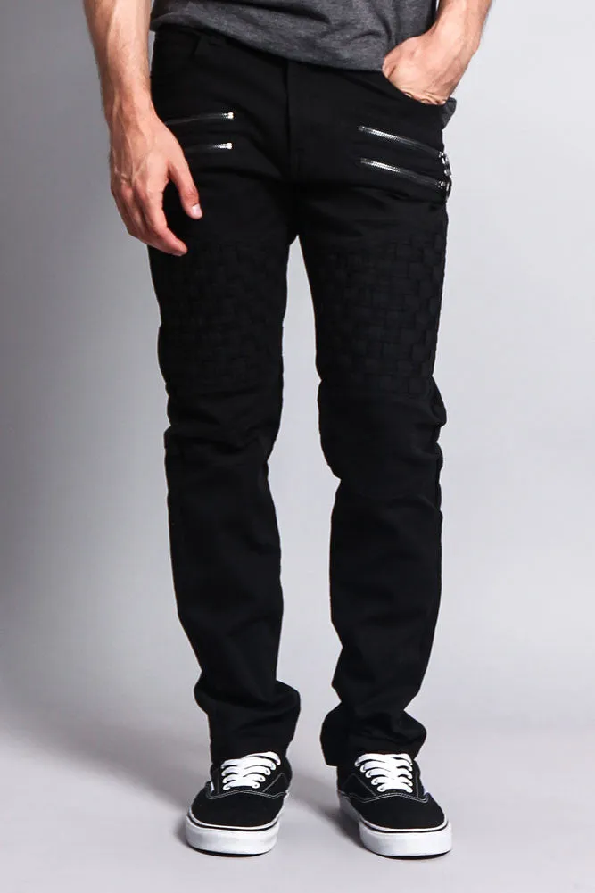 Basket Weave Biker Twill Jeans