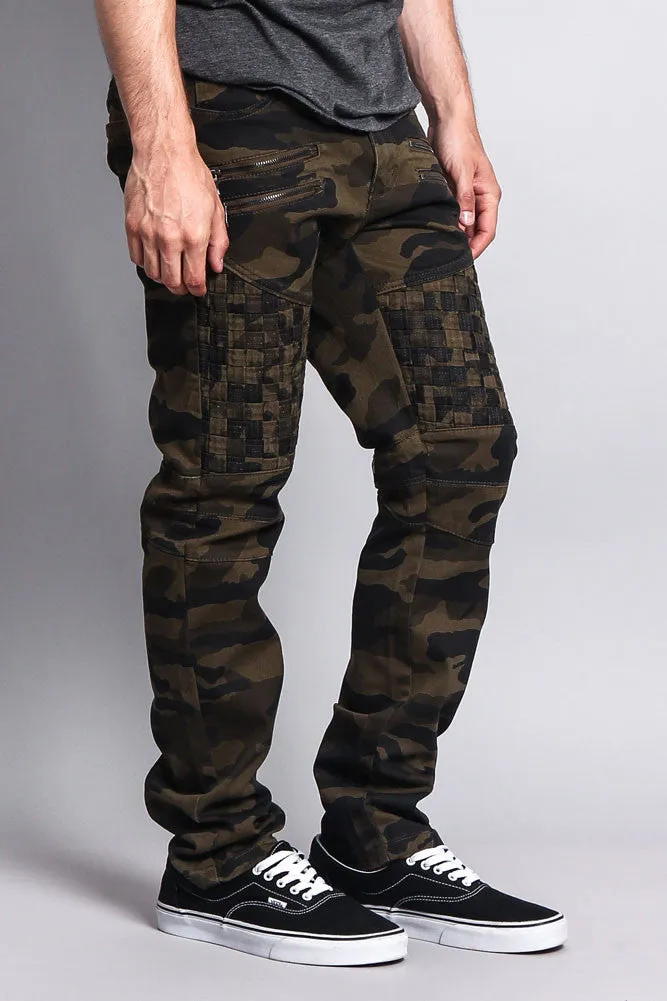 Basket Weave Biker Twill Jeans