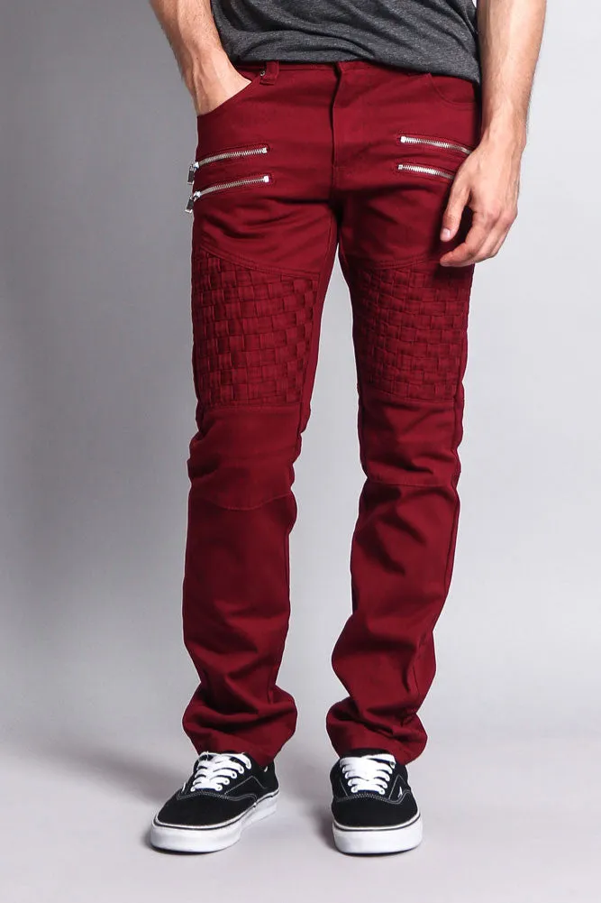 Basket Weave Biker Twill Jeans