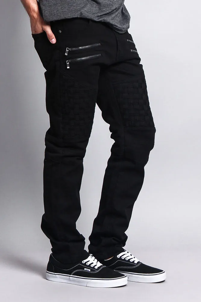 Basket Weave Biker Twill Jeans