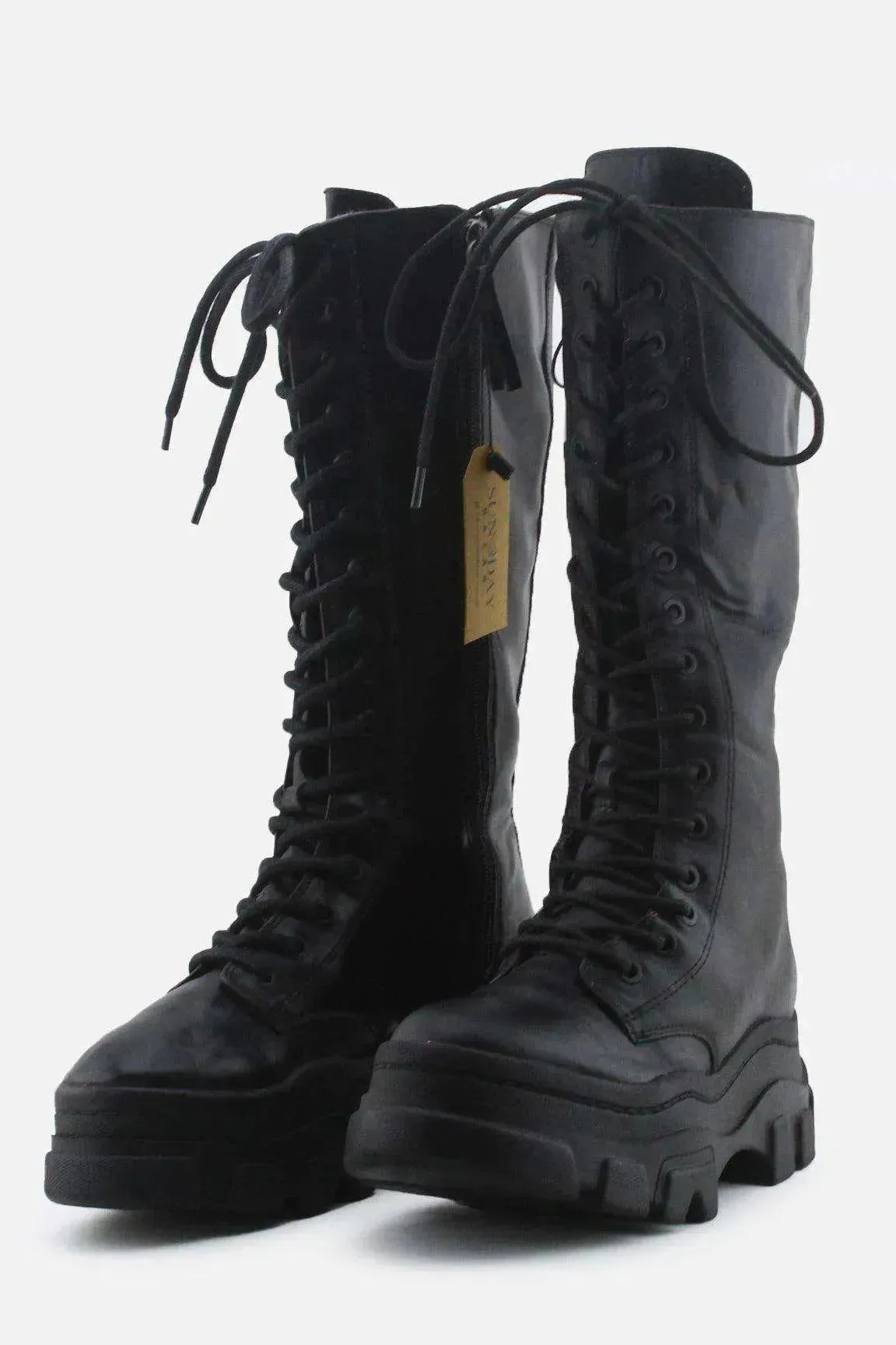 Bershka Zipper Laces Combat Long Boots | 100% Authentic Leather