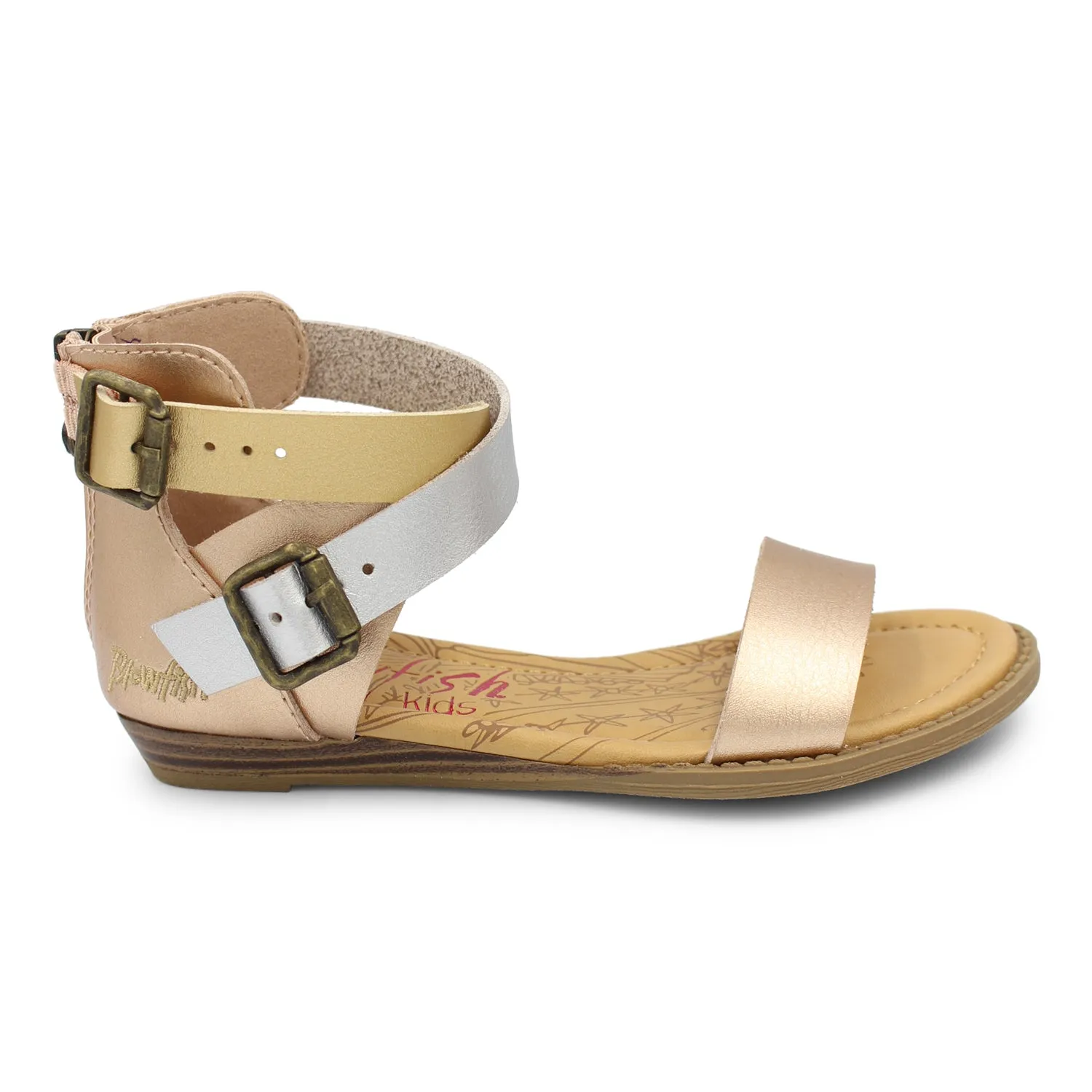 Blowfish Kid's Belia-K Multi Strap Sandal - Silver/Gold/Rose Gold