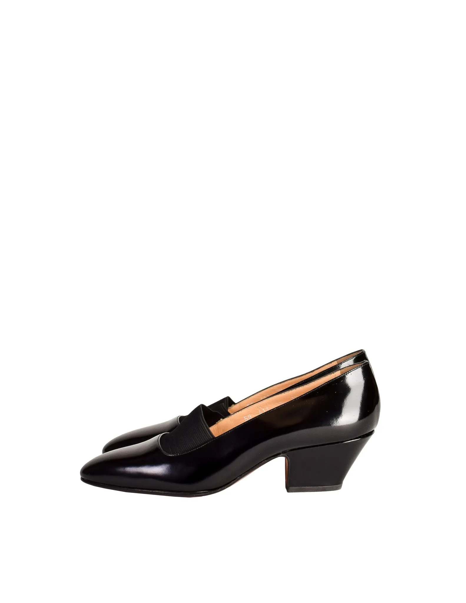 Chloe Vintage Black Patent Leather Stretch Panel Pointed Toe Heels