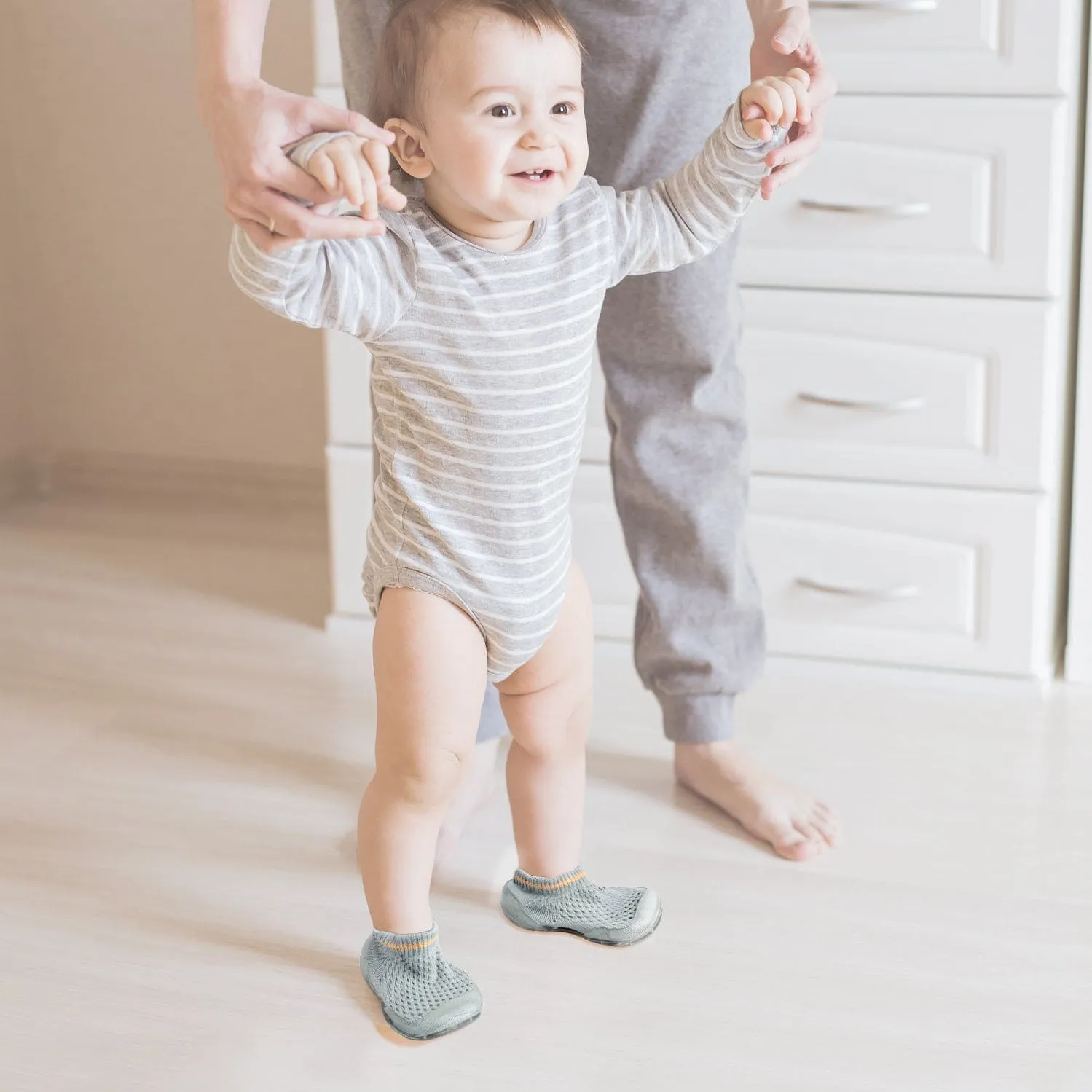 Comfy Knitted Grey Slip-On Shoes