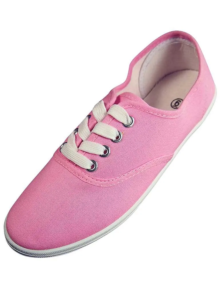 Easy USA - Womens Canvas Lace Up Shoe with Padded Insole