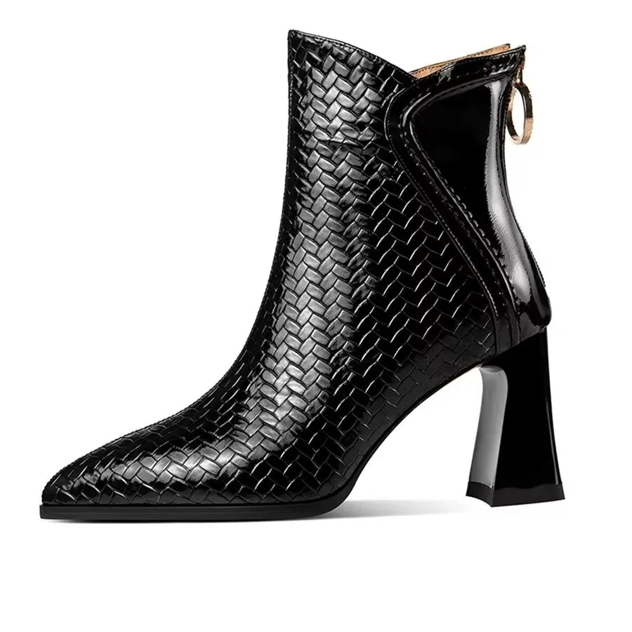 Elegant Zipper Pointed Toe Platform High Heel Boots