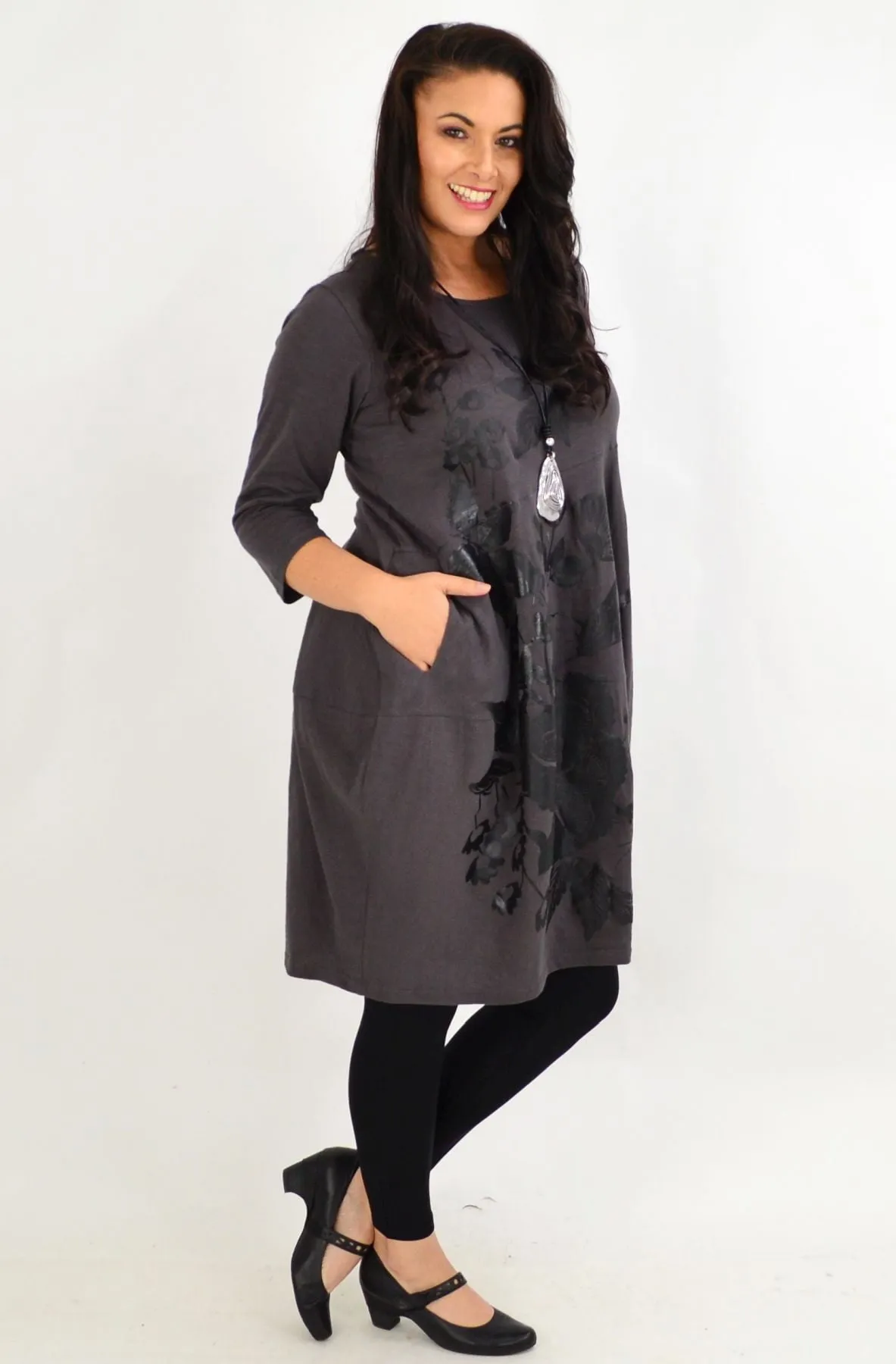 Fillipo Floral Grey Bounce Tunic Dress