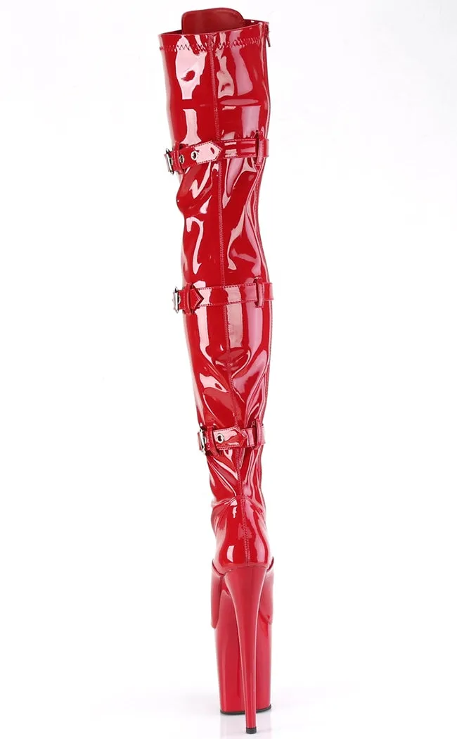 FLAMINGO-3028 Red Patent Thigh High Boots