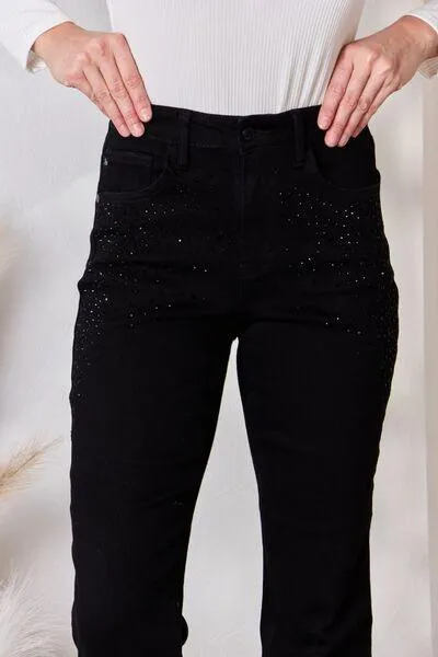 Full Size Rhinestone Embellished Slim Jeans