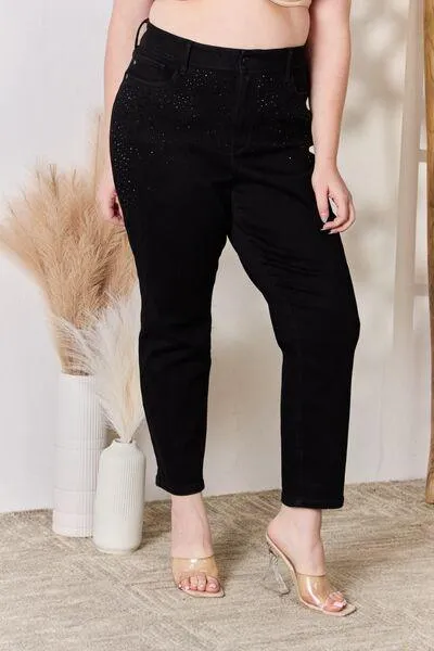 Full Size Rhinestone Embellished Slim Jeans