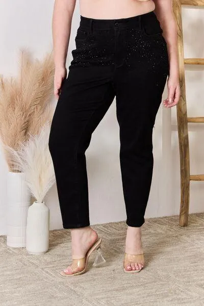 Full Size Rhinestone Embellished Slim Jeans