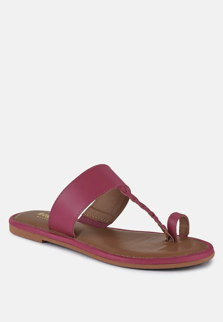 HARRIS Fuchsia Toe Ring Braided Slip Ons