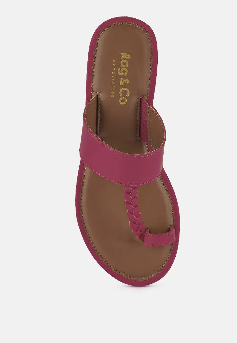 HARRIS Fuchsia Toe Ring Braided Slip Ons