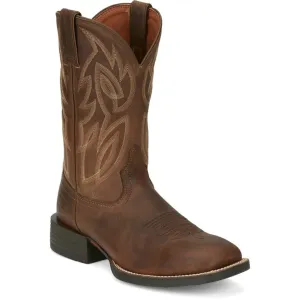 JUSTIN MEN'S CANTER DUSKY BROWN SQUARE TOE WESTERN BOOTS - SE7510