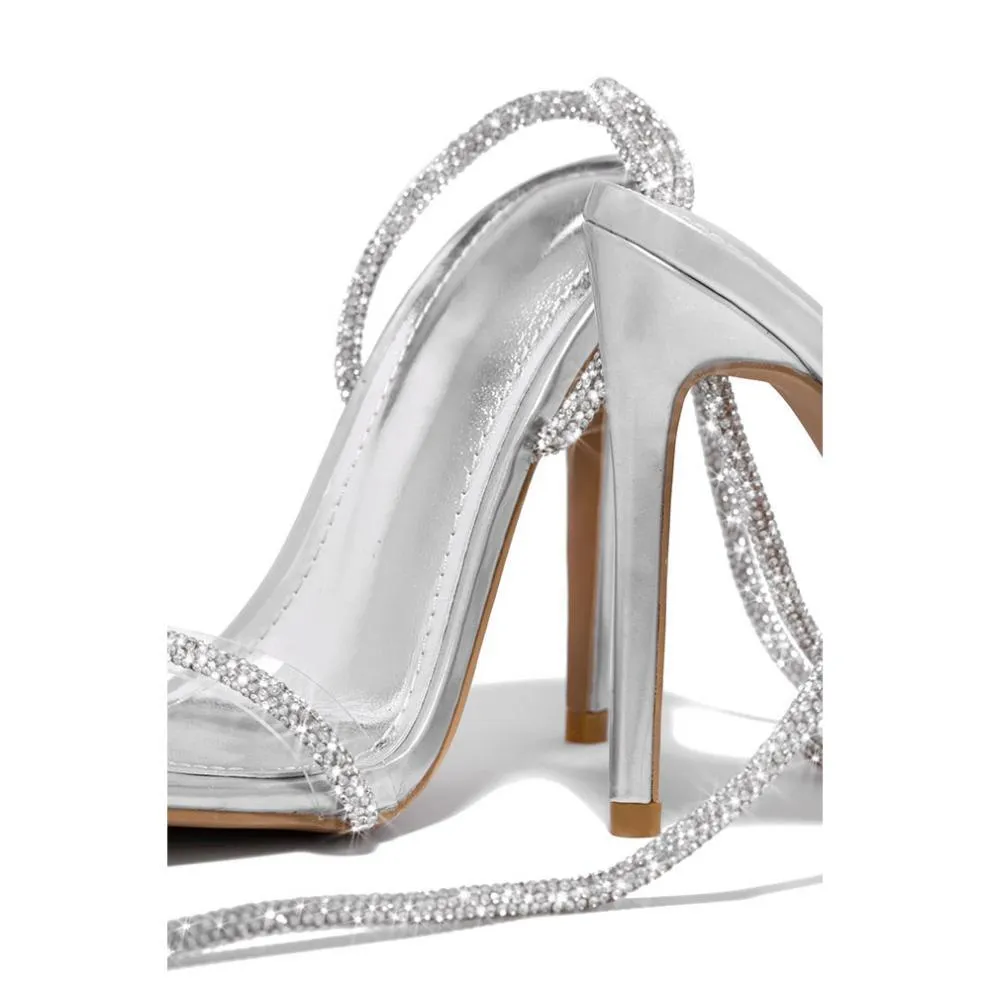 Lace-up Ankle Strap Bling Bling High Heel Sandals