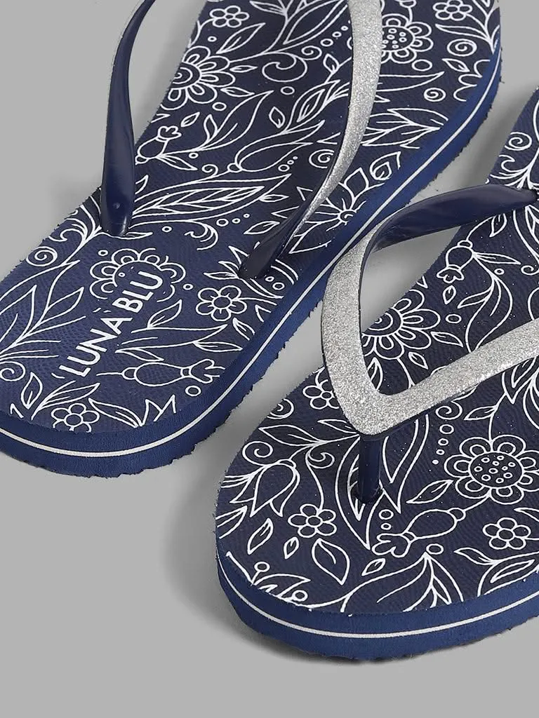 LUNA BLU Blue Floral Flip Flop