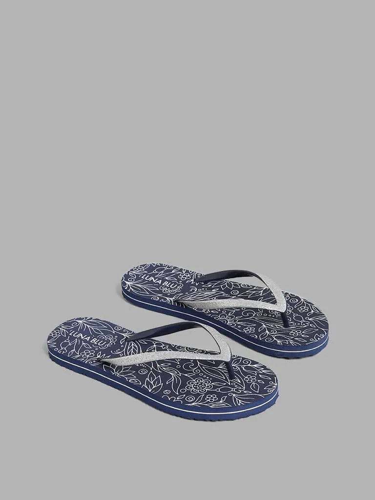 LUNA BLU Blue Floral Flip Flop