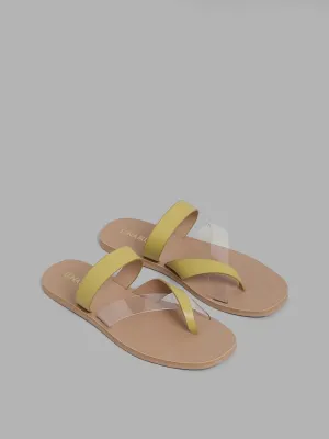 LUNA BLU Lime Toe Ring Cross Band Sandals