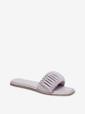 LUNA BLU Off White Ruched Strap Sandals