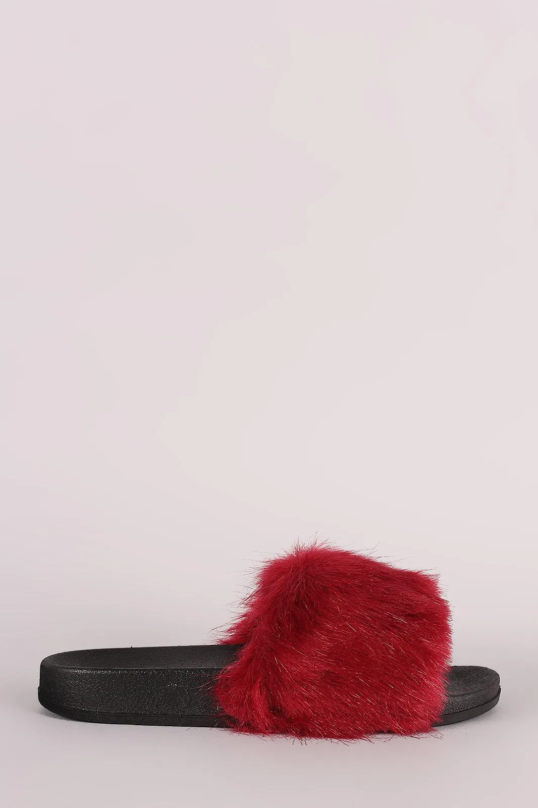 Open Toe Furry Slide Sandal