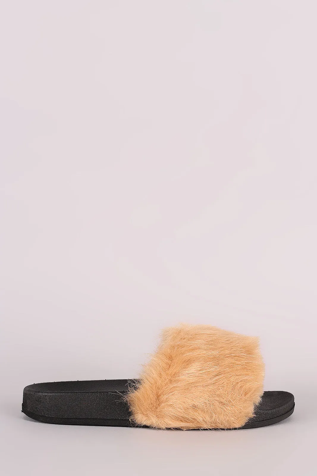 Open Toe Furry Slide Sandal