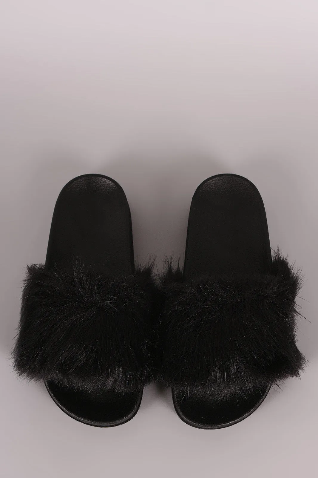 Open Toe Furry Slide Sandal