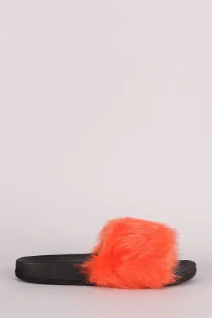 Open Toe Furry Slide Sandal