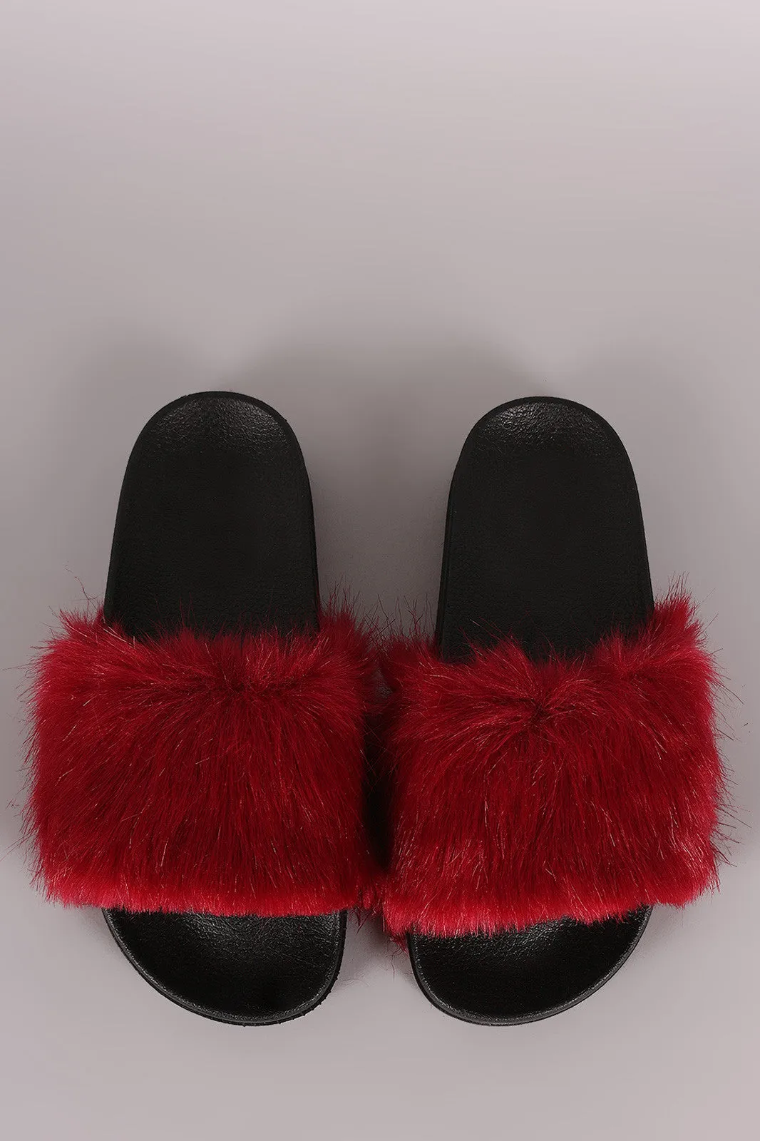 Open Toe Furry Slide Sandal