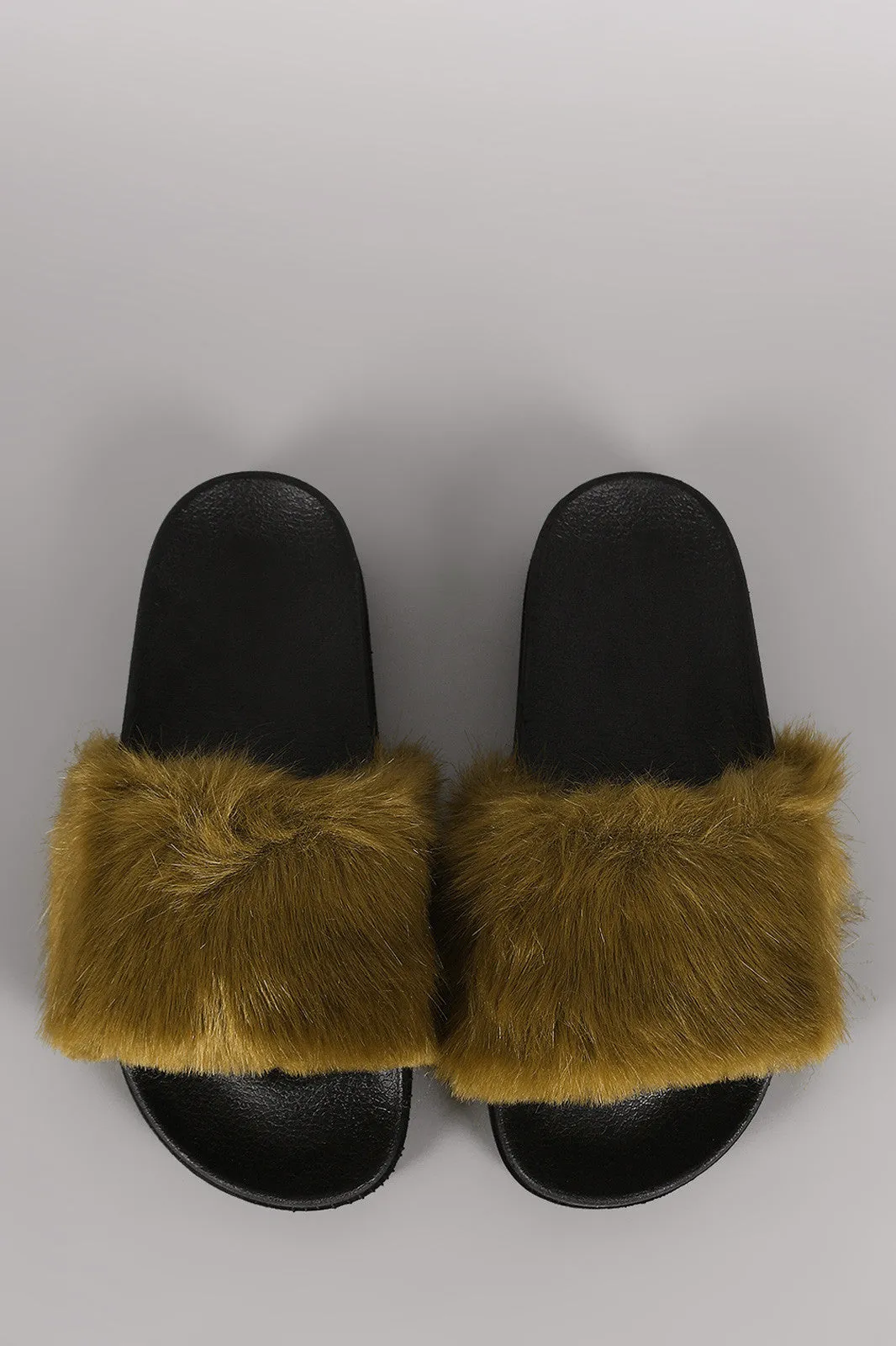 Open Toe Furry Slide Sandal