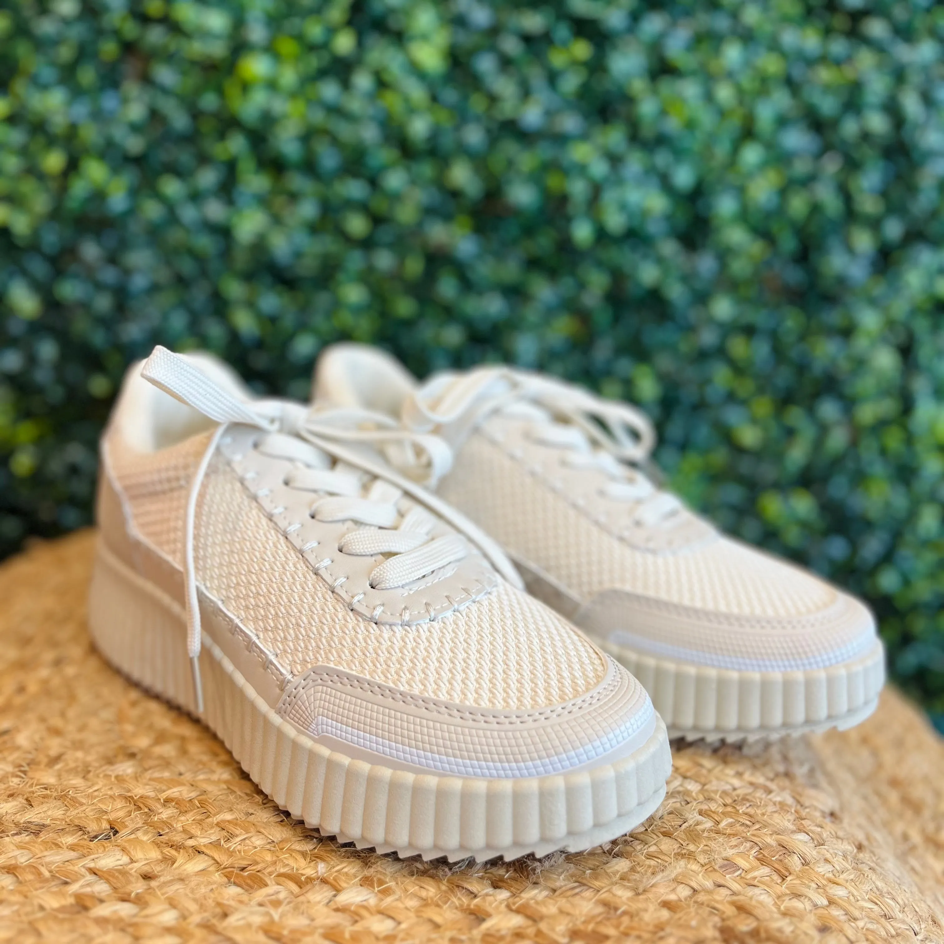 Out & About Cream Textured Platform Sneakers