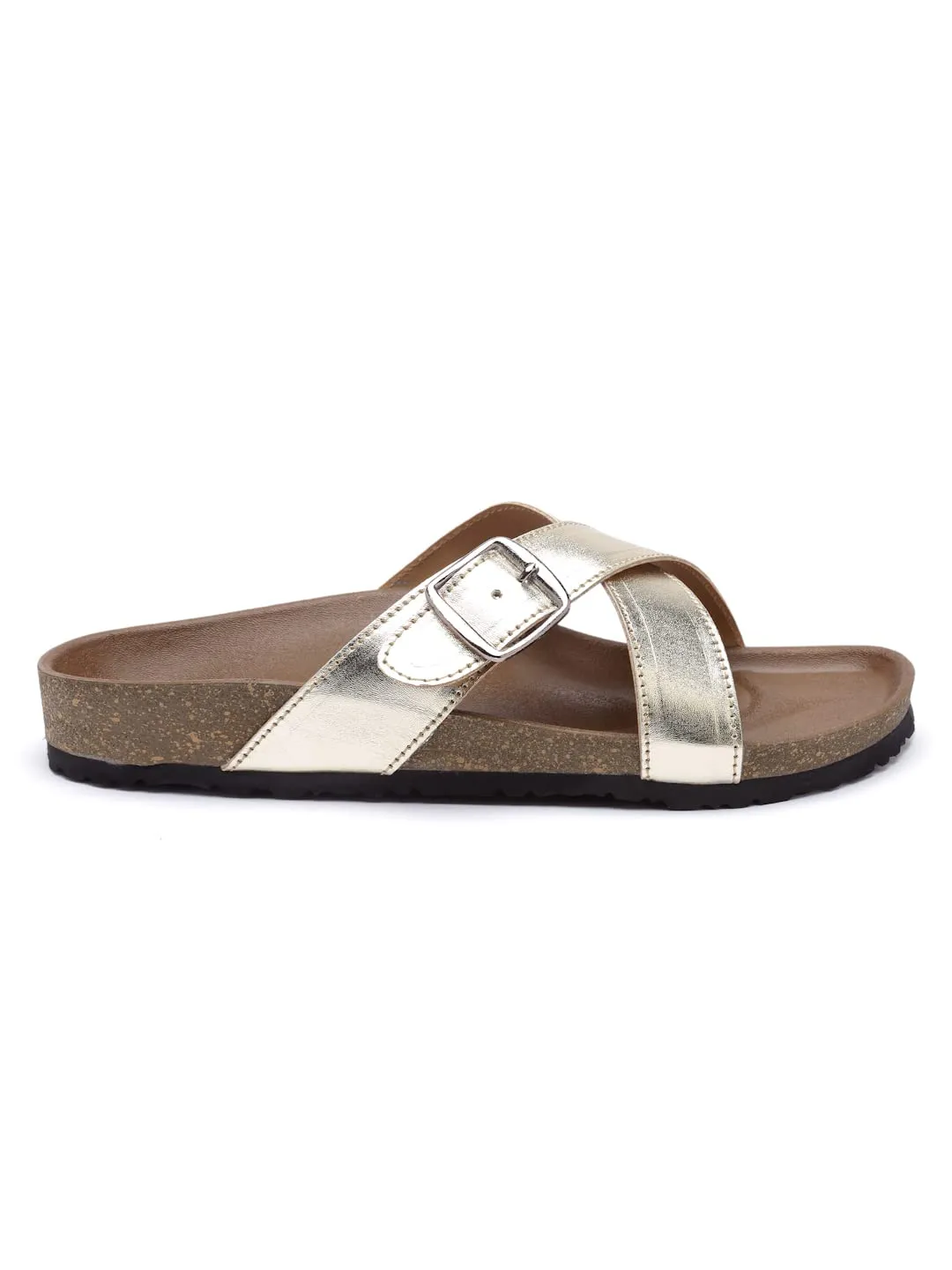 REFOAM OWRFMO-03(W) Women's Outdoor | Trendy | Stylish Gold Synthetic Leather Casual Sandal