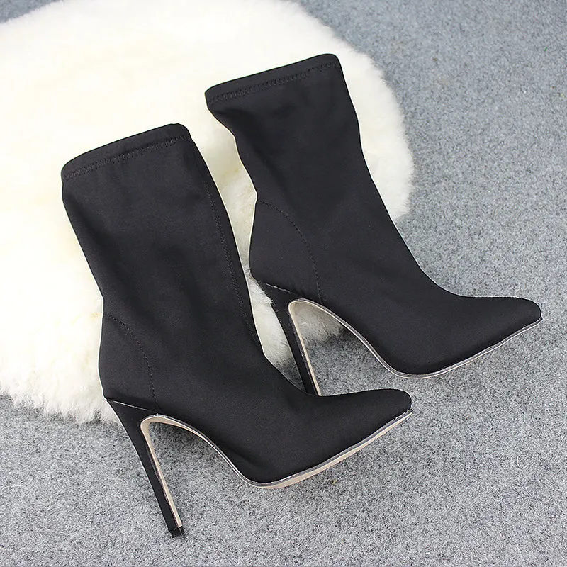 Show Stopper Stretch Cloth High Heel Boots