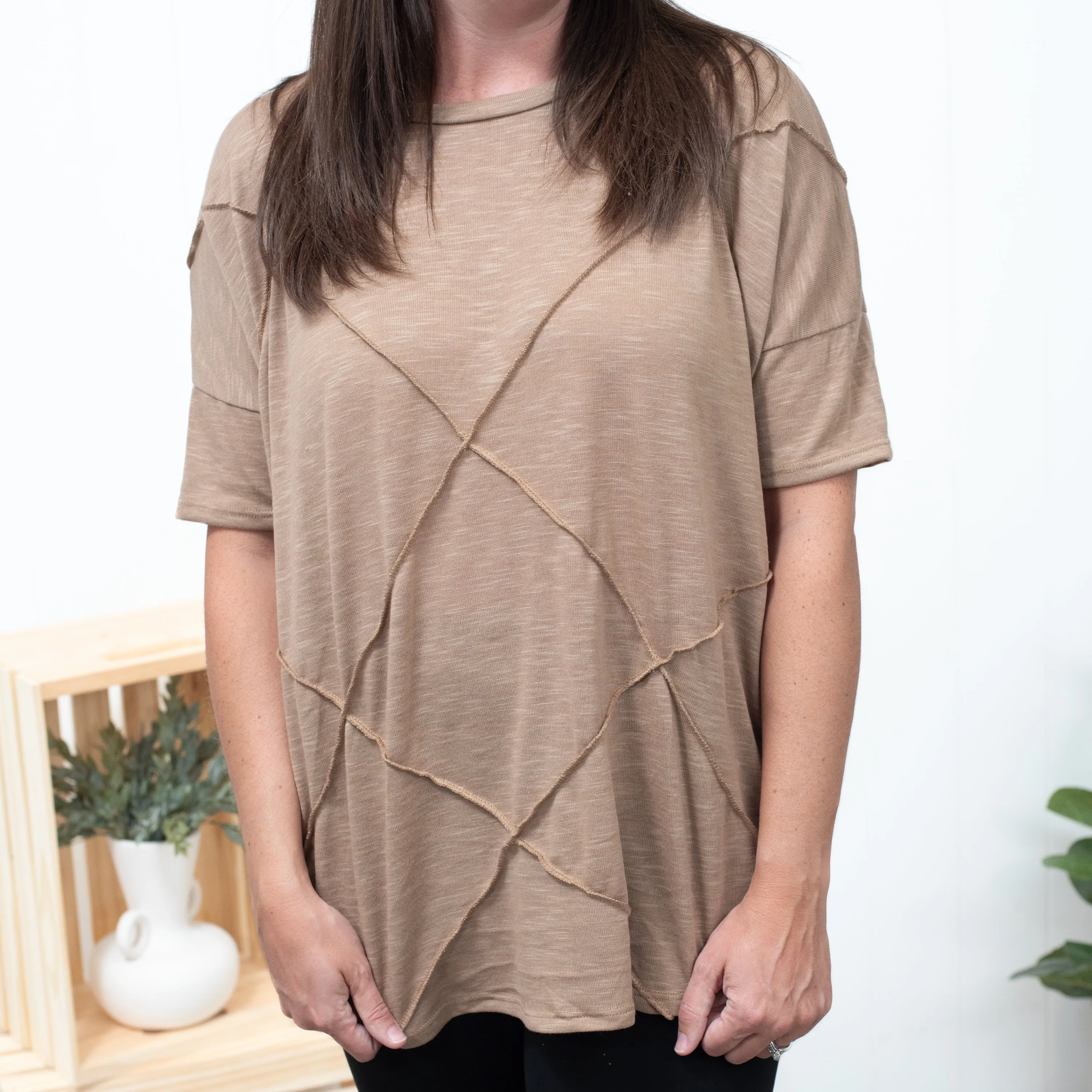 Wait and See - Camel Oversized Top