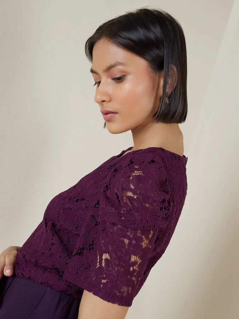 Wardrobe Plum Lace Design Top