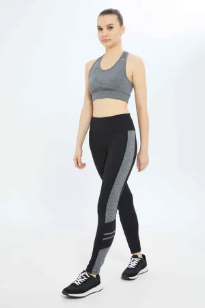 Women Black And Grey Active Pant