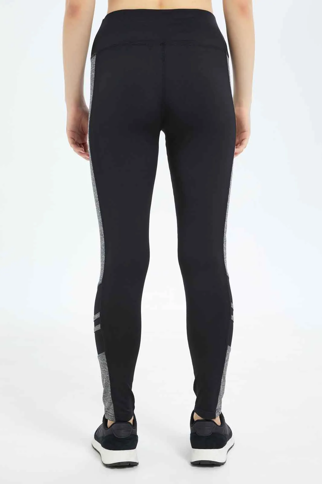 Women Black And Grey Active Pant