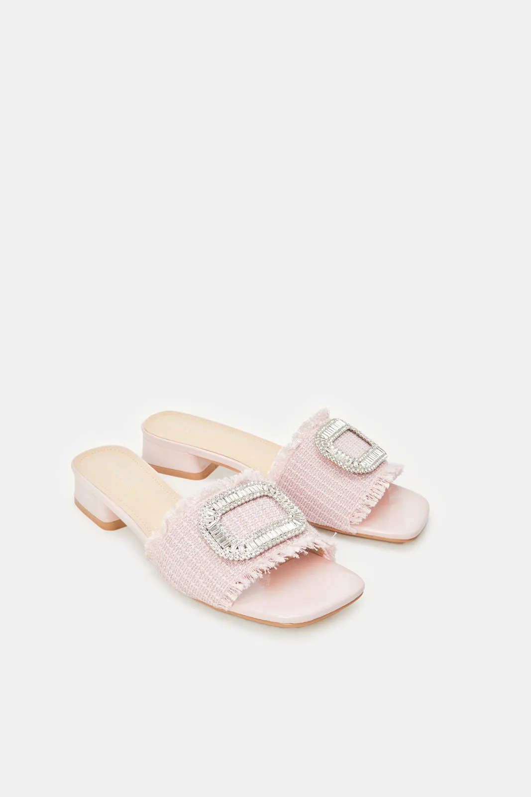 Women Pink Tweed Sandals