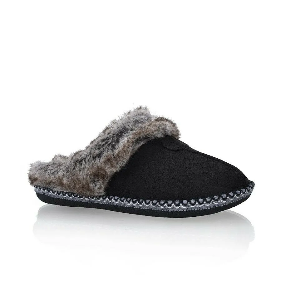 Womens Bellissimo Lotus Black Slippers Winter Shoes